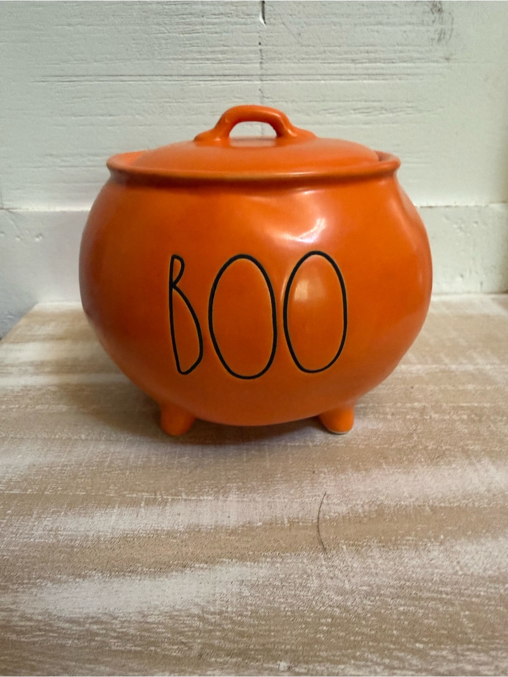 Rae Dunn Orange 'BOO' Halloween Cauldron Candy Dish